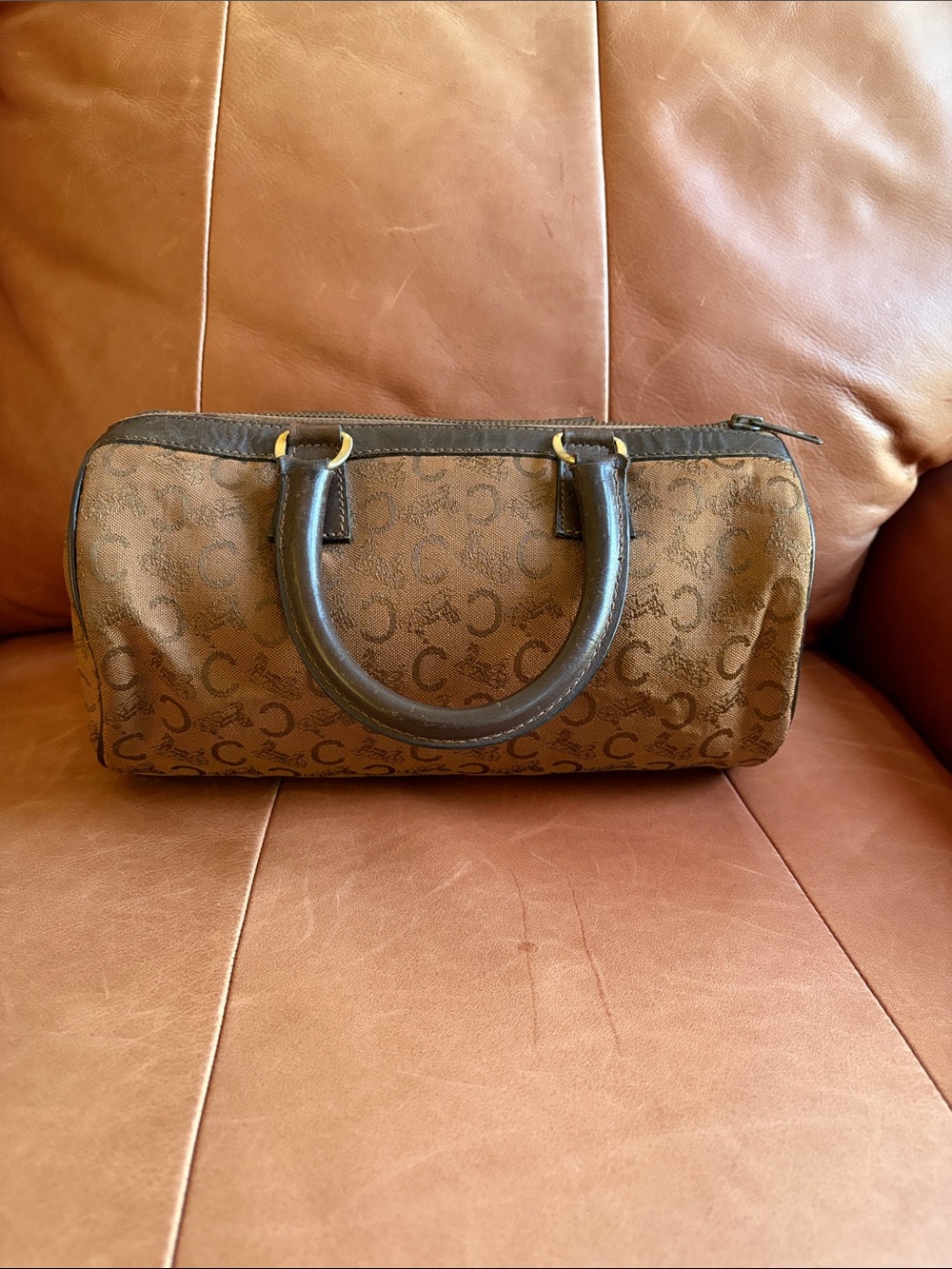 Celine Brown Monogram Barrel Handbag